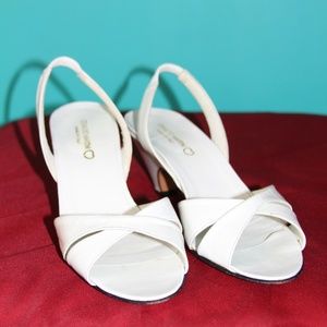 White Open Toe Kitten Heels Women's Size 7
